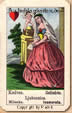 Geliebte, Biedermeier antik Aufschlagkarten, Wahrsagekarten, Biedermeier Fortune telling cards, ancient cartomancy