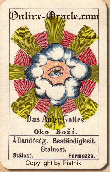 Beständigkeit das Auge Gottes, Biedermeier fortune telling cards with ancient tarot