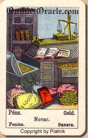 Geld, Biedermeier fortune telling cards with ancient tarot