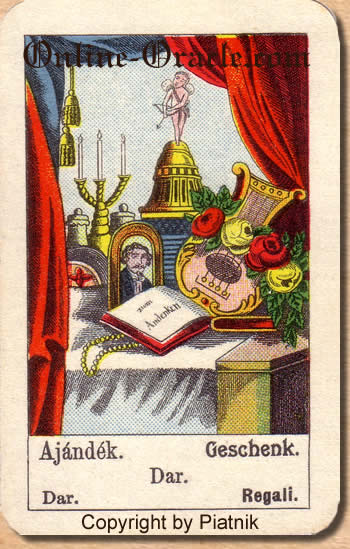 Geschenk, Biedermeier fortune telling cards with ancient tarot