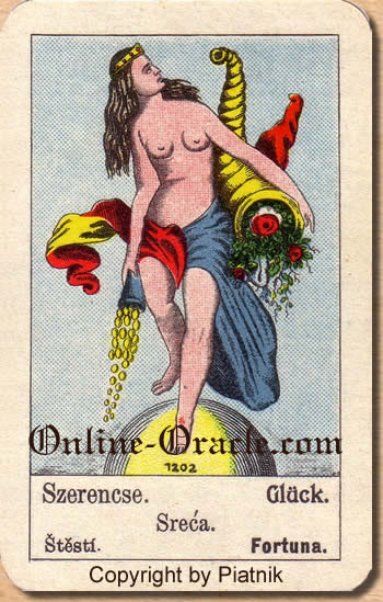 Glück, Biedermeier fortune telling cards with ancient tarot